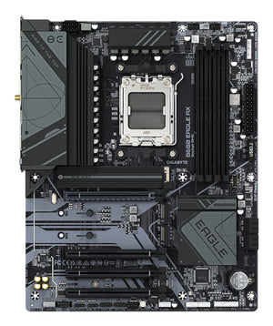 GIGABYTE B650 EAGLE AX Carte mère - AMD Ryzen série 9000, VRM 12+2+2 phases, jusqu'à 7600 MHz DDR5 (OC), 1xPCIe 5.0 + 2xPCIe 4.0 M.2, LAN GbE, WIFI 6E, USB 3.2 Gen 2
