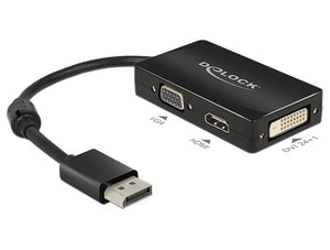 DeLOCK 0.16m DisplayPort/VGA+HDMI+DVI 0,16 m VGA (D-Sub)+ HDMI + DVI Noir