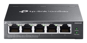 TP-Link Omada ES205G Géré Gigabit Ethernet (10/100/1000) Connexion Ethernet, supportant l'alimentation via ce port (PoE) Noir