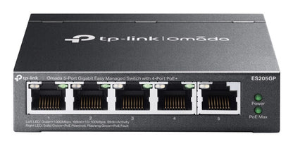TP-Link Omada ES205G Géré Gigabit Ethernet (10/100/1000) Connexion Ethernet, supportant l'alimentation via ce port (PoE) Noir