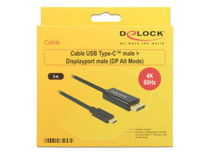 DeLOCK 85257 câble vidéo et adaptateur 3 m USB Type-C DisplayPort Noir