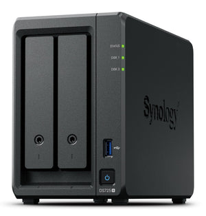 Synology DiskStation DS725+ serveur de stockage NAS Ryzen Embedded R1600 4 Go DDR4 0 To Noir
