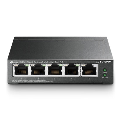 TP-Link TL-SG1005P commutateur réseau Non-géré Gigabit Ethernet (10/100/1000) Connexion Ethernet, supportant l'alimentation via ce port (PoE) Noir