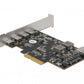 DeLOCK Carte PCI Express x4 vers 4 x USB Type-C + 1 x USB Type-A - SuperSpeed USB 10 Gbps - Facteur de forme à profil bas