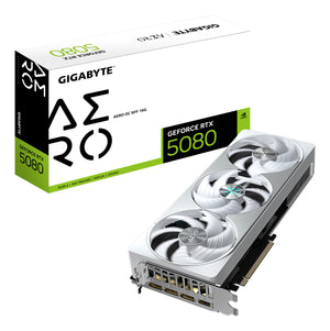 GIGABYTE GeForce RTX 5080 AERO OC SFF 16G Carte graphique - 16 Go GDDR7, 256 bits, PCI-E 5.0, 2730MHz Core Clock, 3 x DisplayPort, 1 x HDMI, GV-N5080AERO OC-16GD