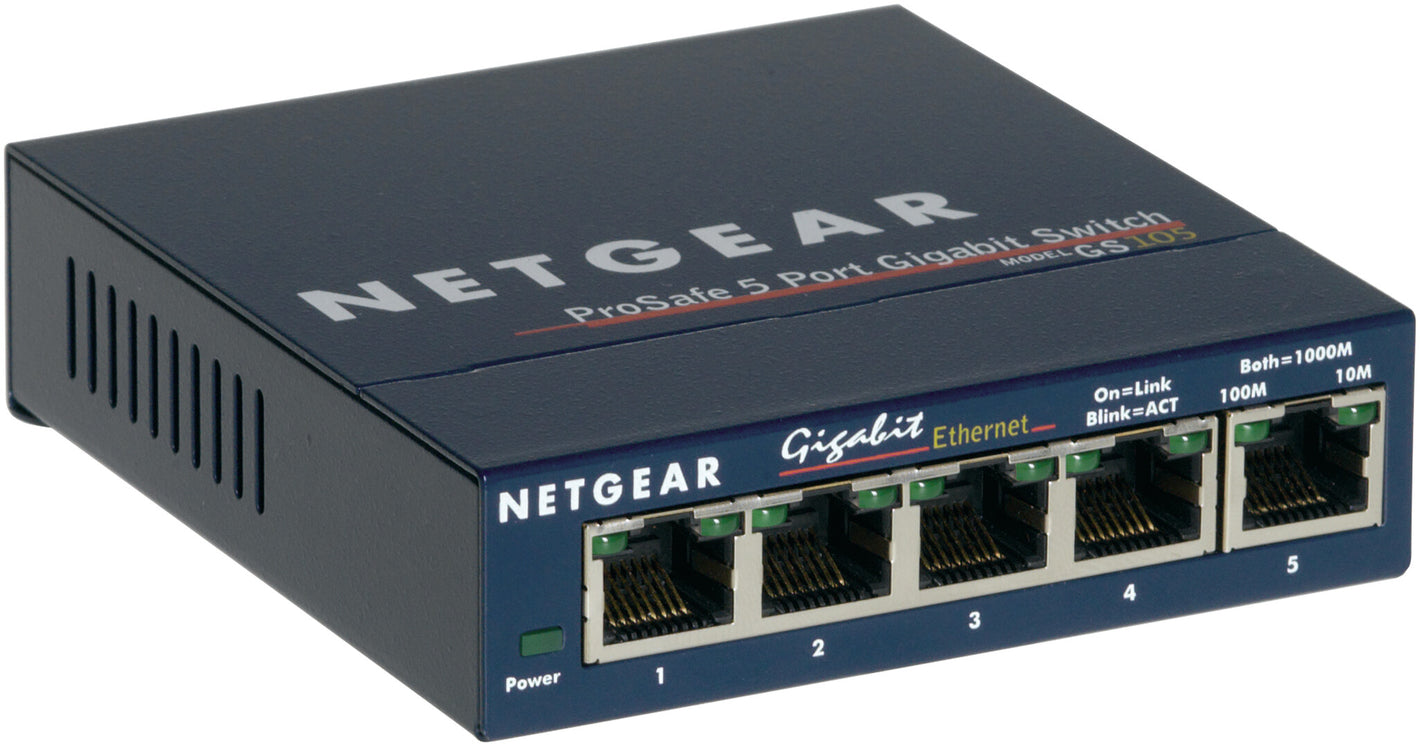 NETGEAR GS105 Non-géré Gigabit Ethernet (10/100/1000) Bleu