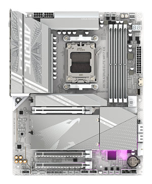 GIGABYTE X870 AORUS ELITE WIFI7 ICE Carte Mère - Prend en charge les processeurs AMD Ryzen 9000, 16+2+2 phases VRM numérique, jusqu'à 8200MHz DDR5 (OC), 3xPCIe 5.0 + 1xPCIe 4.0, Wi-Fi 7, LAN 2,5GbE, USB 4