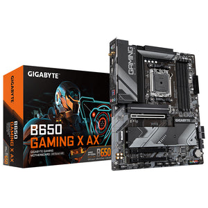 GIGABYTE B650 GAMING X AX Carte mère - Compatible avec les processeurs AMD Série 9000, VRM numérique 8+2+2 phases, jusqu'à 8000 MHz DDR5 (OC), 1xPCIe 5.0 + 2xPCIe 4.0 x4 M.2, Wi-Fi 6E, LAN 2.5GbE, USB 3.2 Gen 2x2